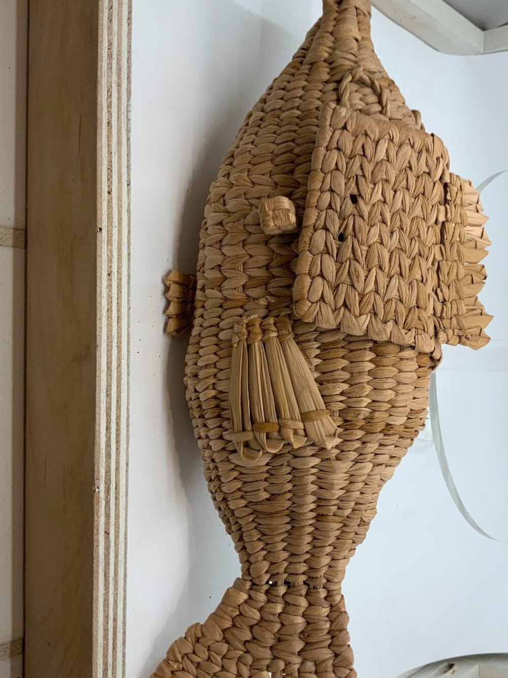 Vintage Handwoven Fish Basket Purse Straw Novelty Coastal Clutch